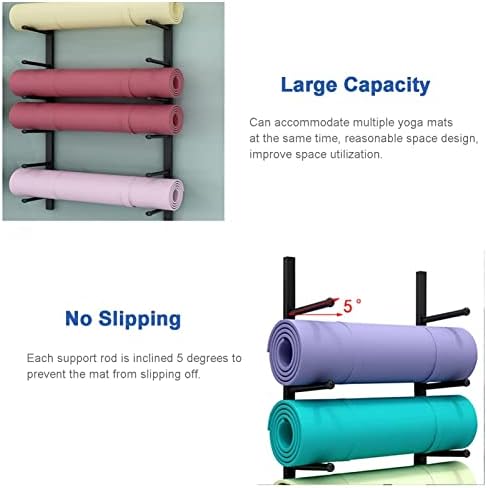 Wall Mounted Yoga Mat Rack - Durable Metal Holder for Foam Rollers, Towels & Accessories - Perfect for Home Gym, Fitness Studios & Yoga Enthusiasts image 3