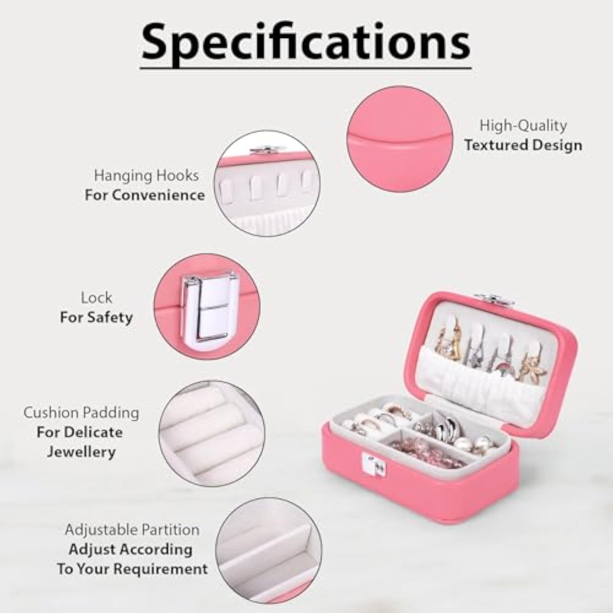 Portable Travel Jewelry Box Organizer in Wine Red