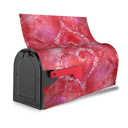 Valentine Mailbox Covers Magnetic Standard Size 21\" Lx 18\" W Romantic Heart Flower Mailbox Cover Mailbox Wraps Mailbox Decals Post Letter Box Cover for Holiday Garden Yard Decor - Thumbnail 4