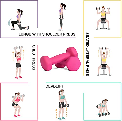 Balelinko Hand Weight Neoprene Coated Dumbbell, Exercise & Fitness Dumbbell For Home Gym Equipment Workouts Strength Training Free Weights For Women, Men, Seniors, Teens, And Youth, 3 Lb Pink, Pair #TOP5