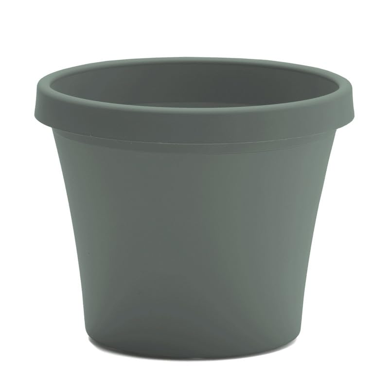 Bloem Terra 16 Diameter Round Basil Resin Planter Pot with Pre-Drilled Drainage Holes for Indoor and Outdoor Gardening