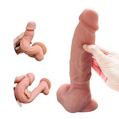 Liquid Silicone Realistic Dildo with Strong Suction Cup, Ultra-Soft Dildo for Beginners Vaginal G-sp - //coolthings.us
