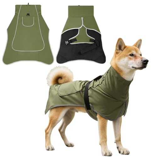VGECEE Hundemantel Wasserdicht Winter Reflektierende Hundejacke Hundemantel Winter mit Verstellbarem Verschluss Reflektierende Jacke Hund Winterjacke aus Fleece, für Mittlere Hunde Regenmantel