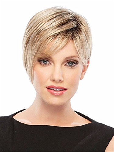 Women Wigs Blonde Short Straight Natural Heat Resistant Synthetic Hair Wigs 8 inch