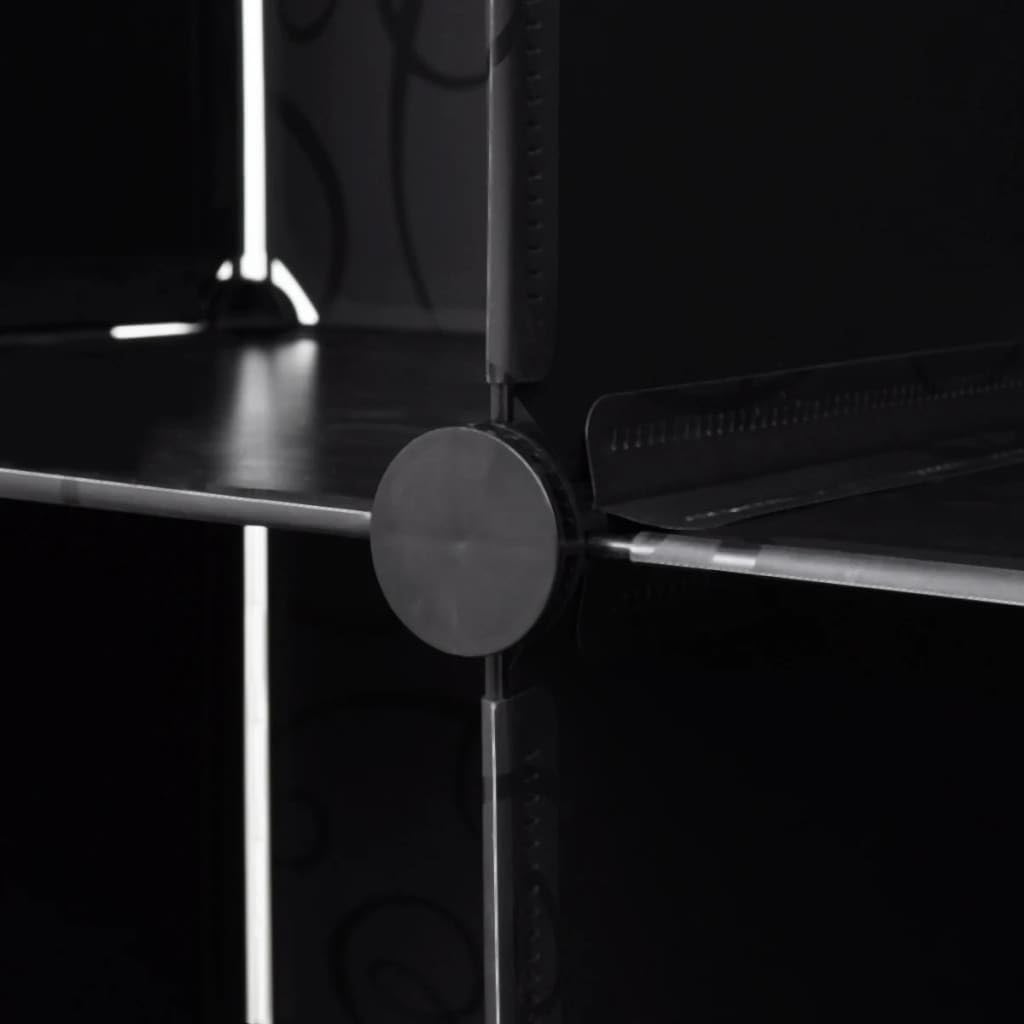 Genérico Armario Modular 18 Compartimentos Negro y 37x146x180,5cm,Mobiliario,Armarios y Almacenamiento,Armarios roperos,Negro,14.95 kg,240501