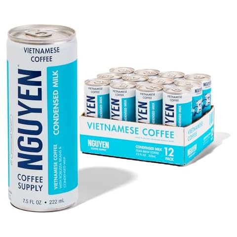 Nguyen Coffee Supply - Condensed Milk: Vietnamese Cold Brew Coffee, 100% Robusta, Low Sugar, Gluten Free, 7.5 fl oz cans [12 Pack] Cover