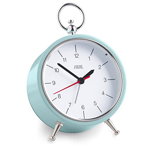 ADE Reloj Despertador Retro CK2008 Mint, Reloj de Mesa analógico Vintage, 3 Niveles de Volumen, Carcasa de Metal, con función de repetición de repetición e iluminación, 10,8 cm