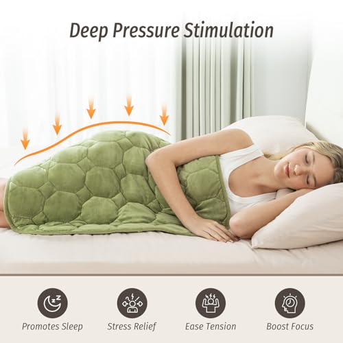 Image of Wemore Weighted Lap Blanket 7lbs for Adults, Small Weighted Blanket for Travel, Calming, Relaxing, Napping and Sleeping, All-Season Weighted Lap Pad, Machine Washable, Green 24x29 inches