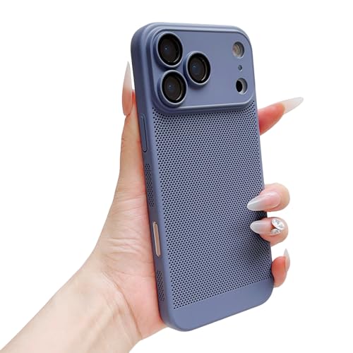 CASEOKO Heat Dissipation Cover for iPhone 17 Pro Max case,Slim Hard Back Case Cooling Breathable Cellular Hole Bumper with Camera Lens Protection (Blue,iPhone 17 Pro Max)