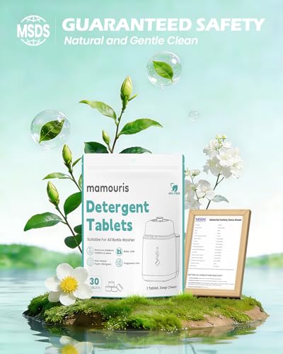 Image of 360PCS Official Detergent Cleaning Tablets: for Baby Brezza Grownsy Papablic Momfann Bottle Washer - Baby Bottle Washer Tablets for All Brands Bottles Washers Machines