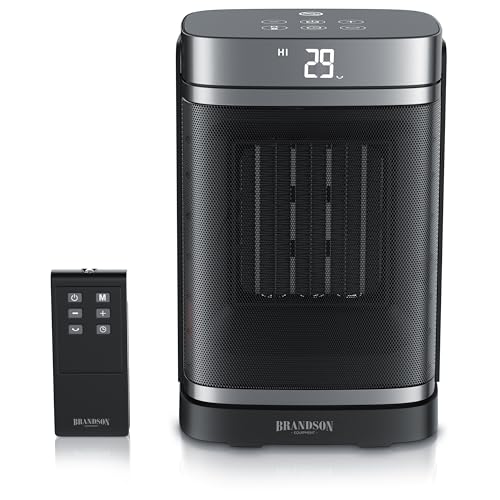 Brandson - Heizlüfter energiesparend leise - Oszillation - mit Fernbedienung - Preisträger - ECO Modus - 2 Stufen - Kindersicherung - Timer - Heizung Keramik Heater - Bad Wohnzimmer Büro Kinderzimmer