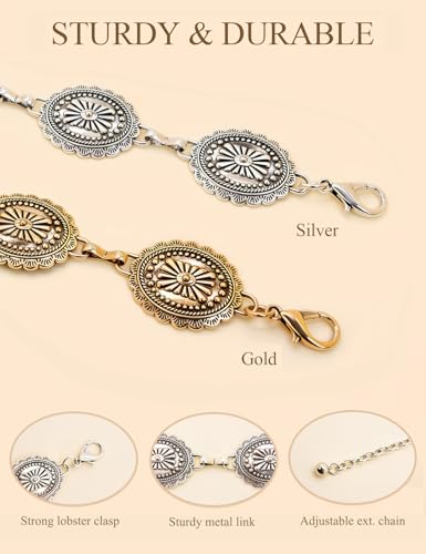 Image of TOPACC Gold Chain Belts for Women Fashion Thick Metal Link Waist Belt | Chunky adjustable gold belt for dresses jeans pants country concerts cowgirl outfits
