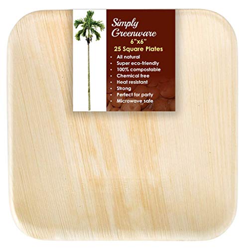Simply Greenware Palm Leaf Plates 6 Inch | 25 Count | Sturdy