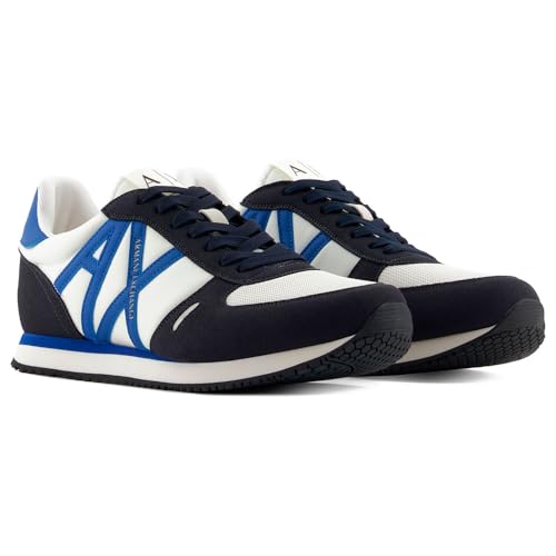 Logo laterale Armani Exchange Scarpe da Ginnastica da Uomo Rio Side con Logo, Deep Navy+off White 41 EU, Deep Navy off White, 41 EU