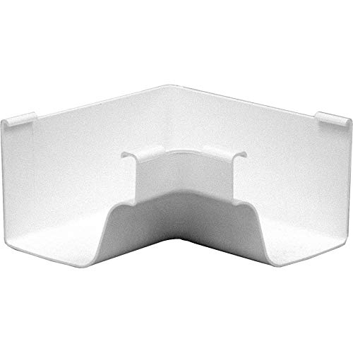 Gutter Inside Miter, K-Style, Traditional, Vinyl, White, 5-In.