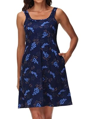 Women’s UPF 50+ Tank Dress A-Line with Pockets Breathable Quick Dry Sun Protection for Hiking Camping Beach Outdoors