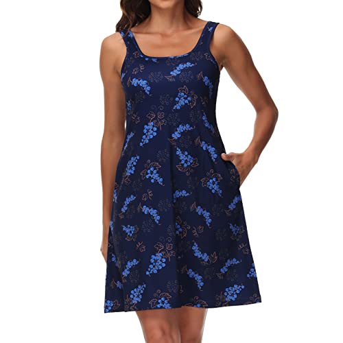 Image of Women's UPF 50+ Tank Dress A-Line with Pockets Breathable Quick Dry Sun Protection for Hiking Camping Beach Outdoor