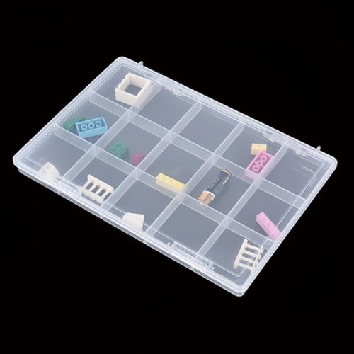Image of 2PACK 15 Grids Clear Plastic Organizer Box, Beads Storage Containers Box Beads Crafts Jewelry Fishing Tackles and Small Items and Other Craft Projects