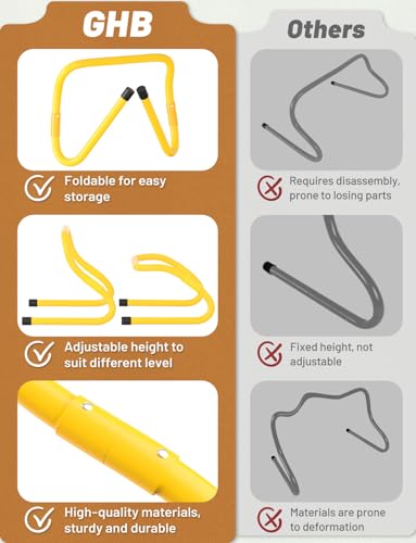 ghb agility hurdles 510 pack speed agility training hurdles adjustable sturdy hurdles training equipment set with carry bag for kidsathletessoccerbasketball