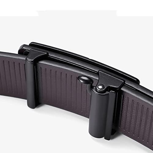 Belt for Men Leather Alloy Automatic Buckle Fashion Brand Business Cow Leather Men Belt (Color : Black, Size : 130cm)3