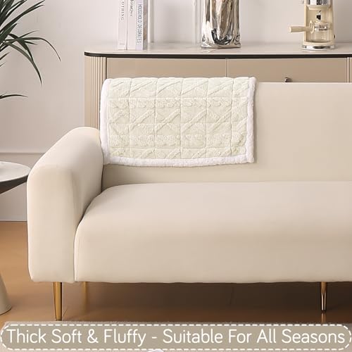 Image of HOKIPO 'Italian Caelora' Luxury Jacquard Plush Sofa Backrest Cover Mat 55x80 cm | Pack of 1 Anti Slip Backrest Mat, Pearl White (AR-6225-WHT)