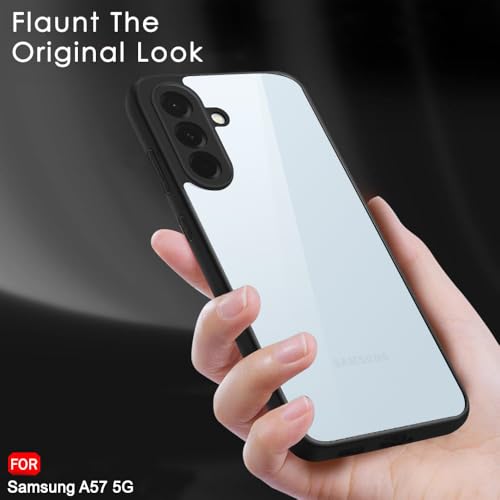 Image of TheGiftKart Back Cover for Samsung Galaxy A57 5G Case | Ultra-Hybrid Shockproof Sleek Armor | 360 Protection | Crystal Clear Hard Back Transparent Galaxy A57 Back Cover (PC & TPU, Black Bumper)