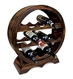 Puzzled Solomon Wine Rack - Freestanding Wooden Circle Wine Holder for 10 Wine Bottles, Decorative Wine Bottle Rack Table Top, Rustic Countertop Wine Storage Shelf Organizer for Wine Bar & Home Decor