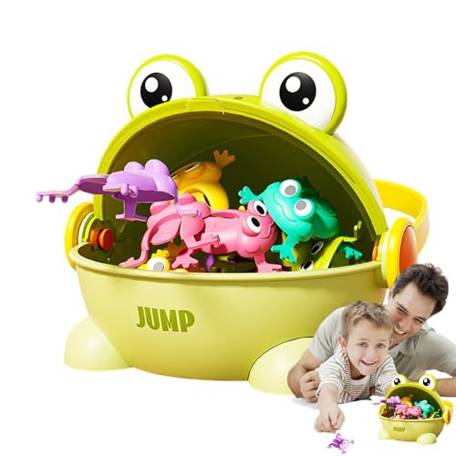 Juguetes De Rana Saltarina   Juego De 12 Ranas Saltarinas | Juguete De Sapo Colorido con Estampado De Dedos para De Cumpleaños Infantil Y Bolsas De Regalos, Juguete con Cubo De ALM
