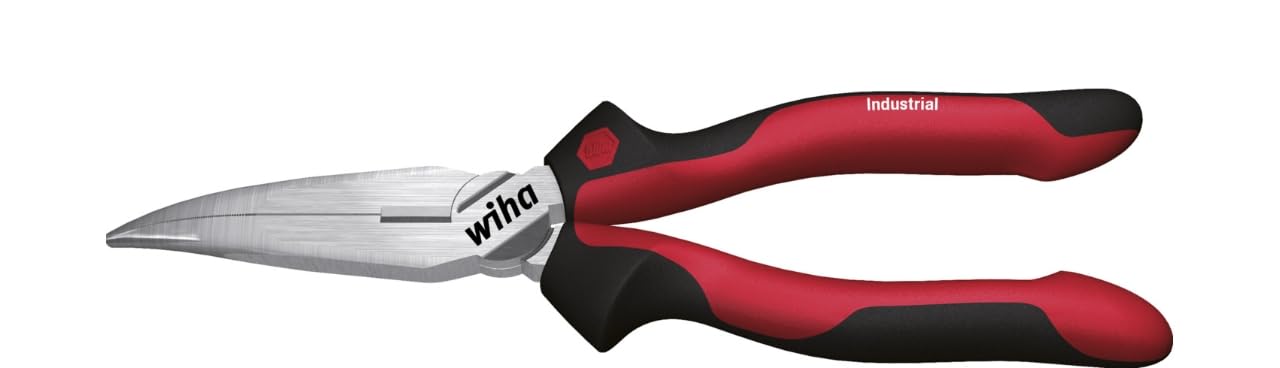 Wiha Alicates de boca semi-redonda Industrial con filo de corte, con forma curvada, aprox. 40° 200 mm, 8" (32328)