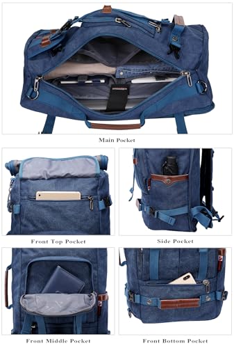 Image of WITZMAN Canvas Backpack for Man Vintage Travel Backpack Large Laptop Backpack Convertible Shoulder Rucksack