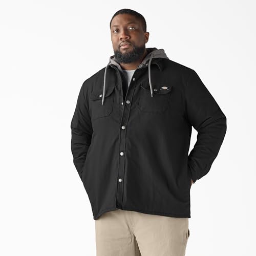 Image of Dickies Men's Fleece Hooded Duck Shirt Jacket With Hydroshield