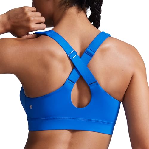 Image of CRZ YOGA Butterbreeze Cross Back Sports Bras | Medium Support, Removable Pads, Training, Fast Dry, Scoop Neck, Cut-Out, Adjustable Wide Straps, for Women