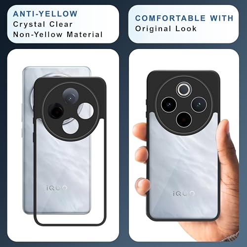 Image of CEDO Backcover for iQOO Z10 / Vivo T4 (5G) | Camera Protection Bump Shockproof Edge | Ultra Hybrid Transparent Acrylic Clear TPU+PC Hard Backcase Cover (Black)