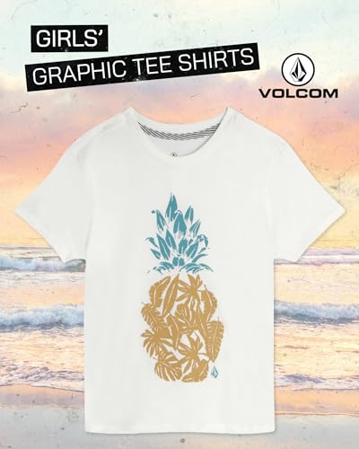 Image of Volcom Girls Shirts - Casual Crewneck Short Sleeve Graphic Tee Trendy Tops - Breathable Girls Summer Clothes