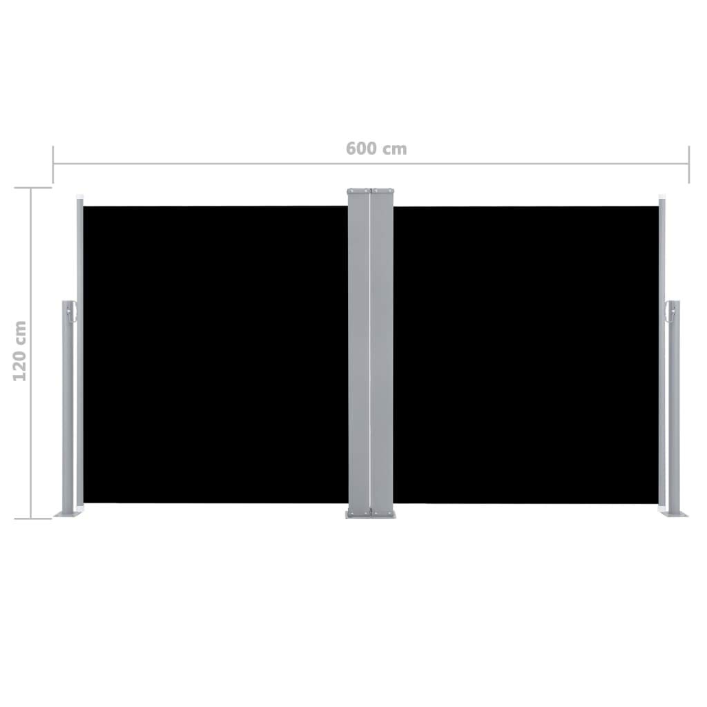 Tidyard Doppelseitige Seitenmarkise – Ausziehbarer Sicht- & Windschutz Für Balkon & Terrasse, 100x600 Cm, Schwarz