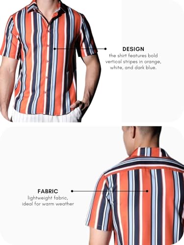 Image of DHRUVI TRENDZ Men's Rayon Regular Fit Casual Shirt | Stylish Printed Formal Shirts for Men | Short Sleeve Lightweight Summer Outfit | Soft Breathable Button-Down Summer & Casual Shirt's