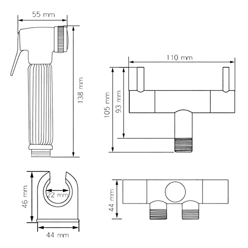 Kit bidet de bidé for inodoro de mano con doble mango y manguera 6