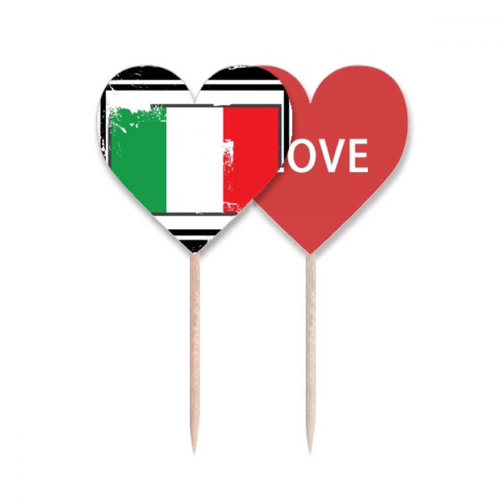Cure-dents drapeau italien amour cœur étiquette cupcake pic bois