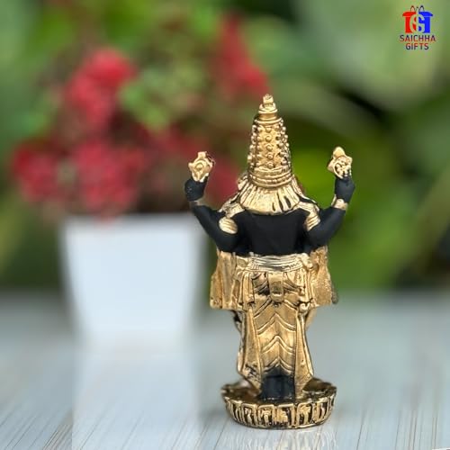 Image of Tirupati Balaji Idol for Car Dashboard, Venkateswara Swamy murthi, Vaastu Advised Balaji Statue - Tirupati Balaji Murti Idols for Pooja Room (Gold 11 CM)