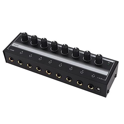 Lazmin112 Amplificador de Auriculares de 8 Canales, Amplificador Estéreo de Metal Portátil de 65-80 Ohmios y 19,0 Oz para Estudio y Escenario, Entrada de de 1 a 8 Canales y 1 Salida - imagen 5