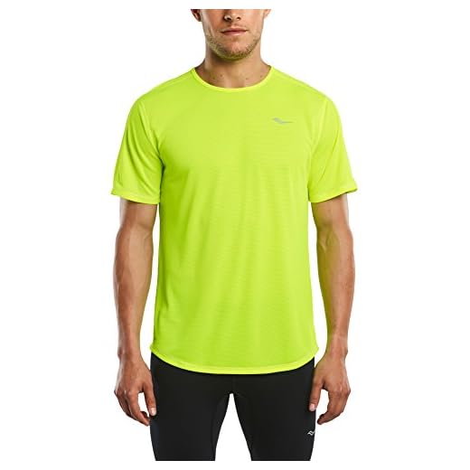 Saucony de Hombre Hydralite de Manga Corta, Hombre, Vizipro Citron, Small