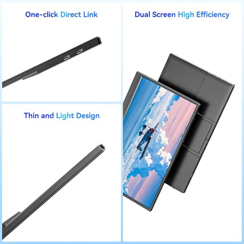 Image of Veout Portable Monitor 15.6-inch, 1080P USB-C HDMI Ultra-Slim Travel Monitor with Kickstand, Eye Care, External Second Screen for Laptop PC MAC Phone PS4 /5 Xbox Switch