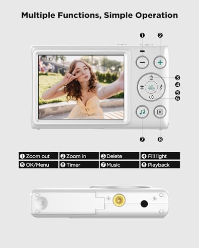 Cámara digital compacta 64MP UHD 4K zoom 18x blanca miniatura 7