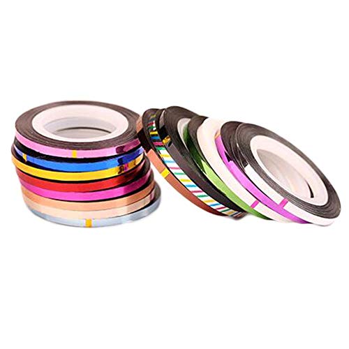 15 Rolls 3mm Random Color Striping Tape Line Nail Art Tips Decoration Sticker Metallic Nail Sticker