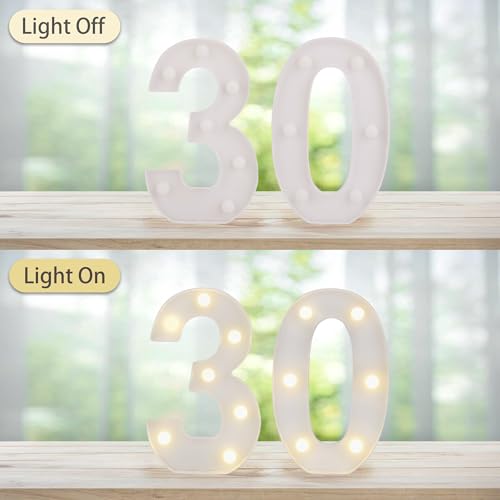 Image of LED Light Up Numbers, Marquee Number Sign for 30th Birthday Decor(30) | Battery Powered LED Lighted Numbers, Marquee Light Up Sign for Birthday Party Centerpieces Home Wall Decor Night Light