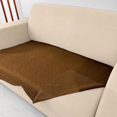Image of Homerz Premium 'Surya Series' Sofa Cover | Stylish Sofa Protector | Net Fabric | Anti-Stain & Washable Slip Cover Exact Size Antislip (New Jerry Brown, 2 Seater, Only Seat Cover)