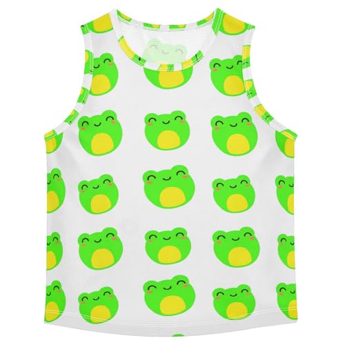 J JOYSAY Cartoon Frog Head White Boys Tank Top Sleeveless Muscle Shirts Quick Dry Kids T-Shirts 3-15T