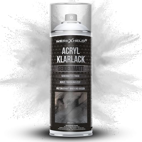 WerkXheld Klarlack Seidenmatt 400ml – Universeller Sprühlack für Metall, Holz, Glas und Kunststoff – Ideal für Möbel, Dekor und Fahrzeugteile – Schützendes seidenmattes Finish