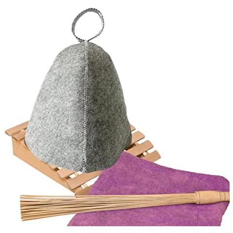 Sauna Hat, Wool Felt Sauna Hat, Russian Sauna Cap With Hang, Vaporarium Hat Bath Accessories, For Hot Dry Steam Room Bath Protect Your Head From Heat, Gray Cover
