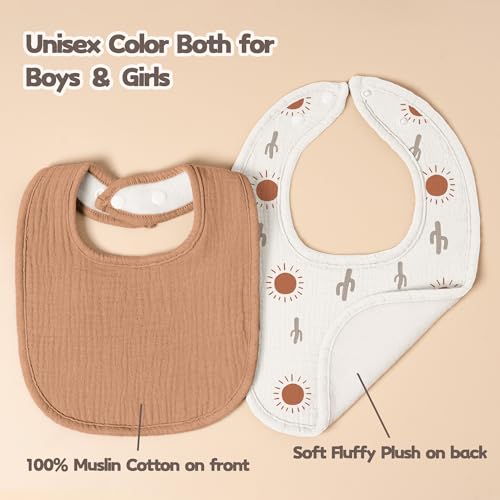 Image of Susurration Muslin Baby Drool Bibs 10Pack Soft Square Adjustable Bandana Bibs for Unisex Baby Girls & Boys